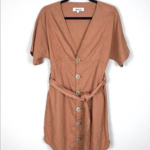 Etica Button Down Belted Mini Dress NWT